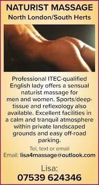 naturist massage north london south herts men women nude naked nudist sports deep tissue reflexology