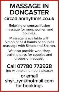 massage in doncaster naturist relaxing sensual fusion men women couples four hands simon sharon workshops