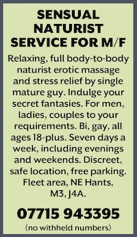 sensual naturist massage for males, females, hampshire, fleet, erotic, naked, nude, nudist
